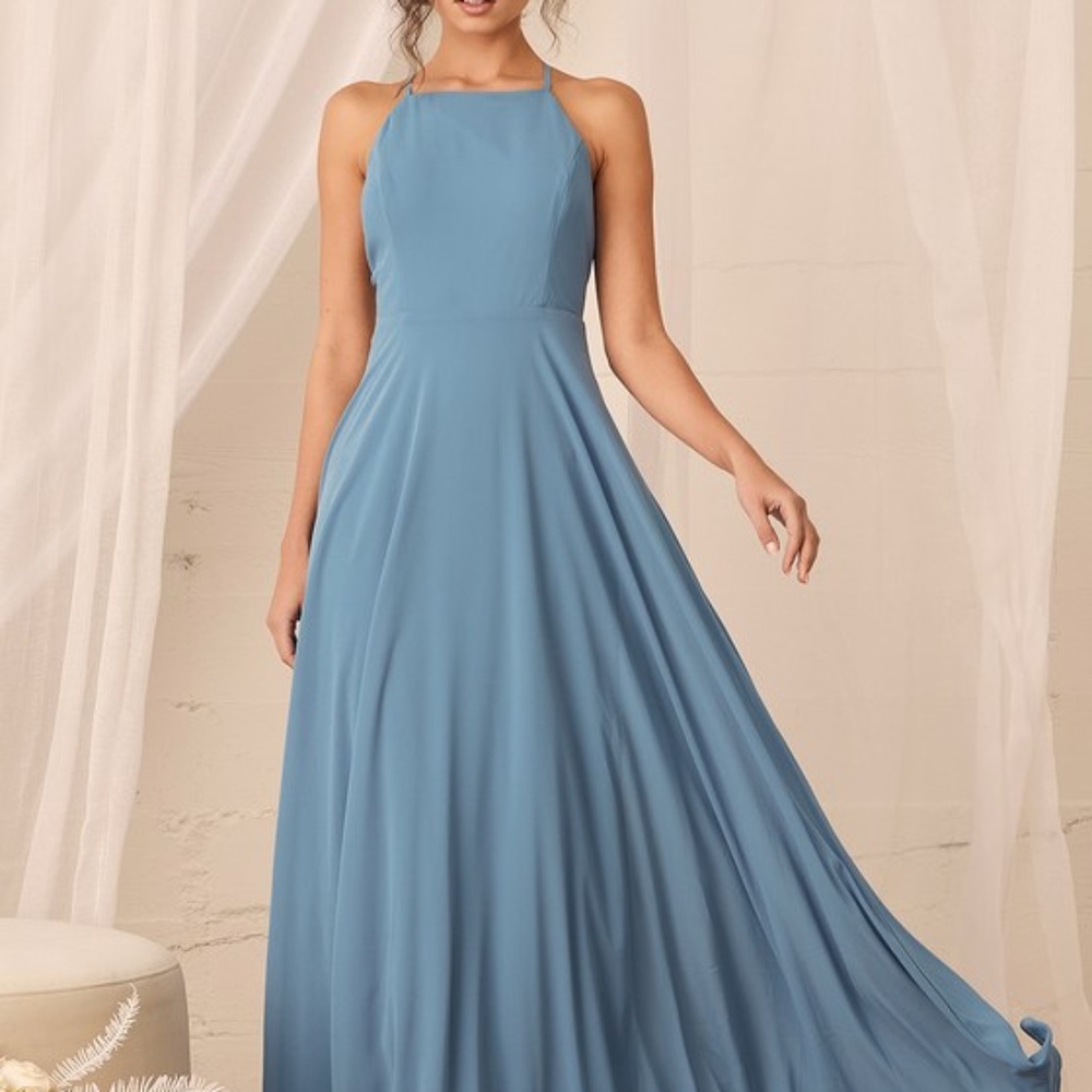 Lulus Mythical Kind Of Love Slate Blue Maxi Dress - Size M